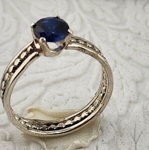 BLUE SAPPHIRE RING HANDMADE IN STERLING SILVER SZ 8